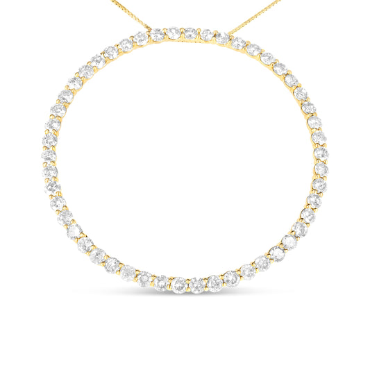 Collar con colgante de aro de círculo de diamantes de 4 quilates en plata de ley .925 chapado en oro amarillo de 10K y 4 Cttw de 18" (Color J-K, Claridad I1-I2)