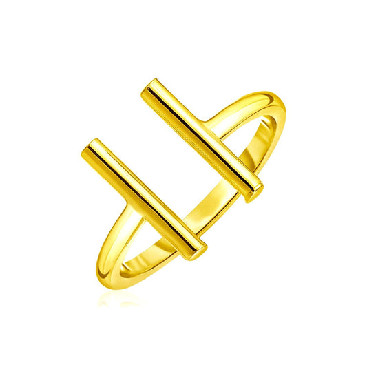 Anillo abierto de oro amarillo de 14k con barras