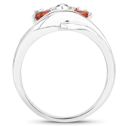 Anillo de plata de ley .925 con zafiro naranja genuino de 1.68 quilates