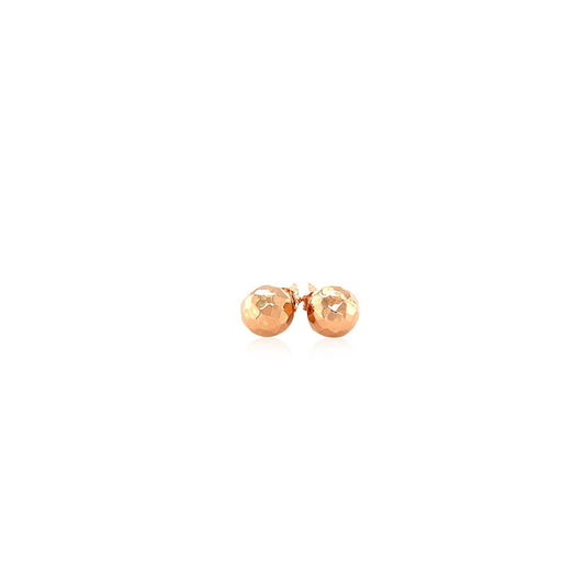 14k Rose Gold Round Faceted Style Stud Earrings - view 2