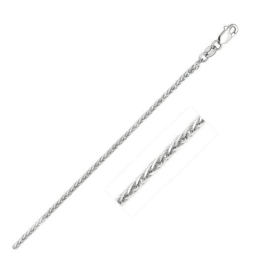 Cadena de espiga cuadrada de oro blanco de 14k y 1,8 mm