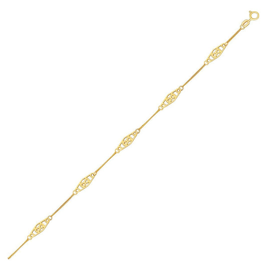 Tobillera con infinito de oro amarillo de 14 quilates