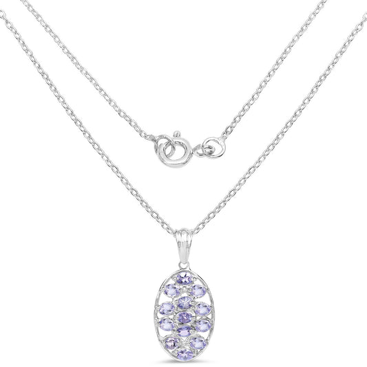 2.21 Carat Genuine Tanzanite .925 Sterling Silver Pendant