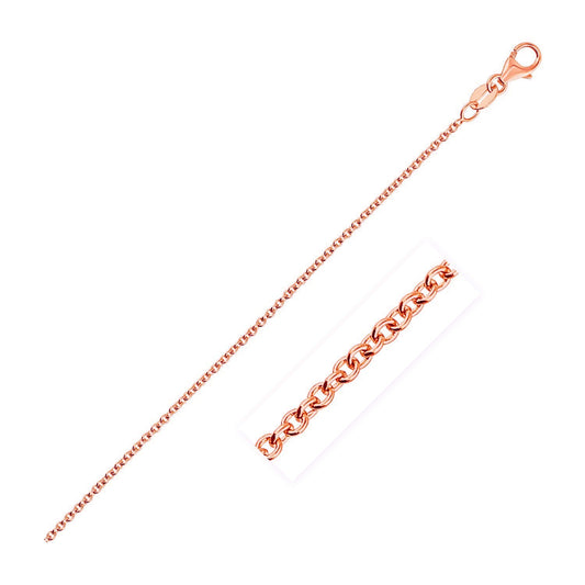 Cadena de eslabones redondos tipo cable de oro rosa de 14k (1.25 mm)