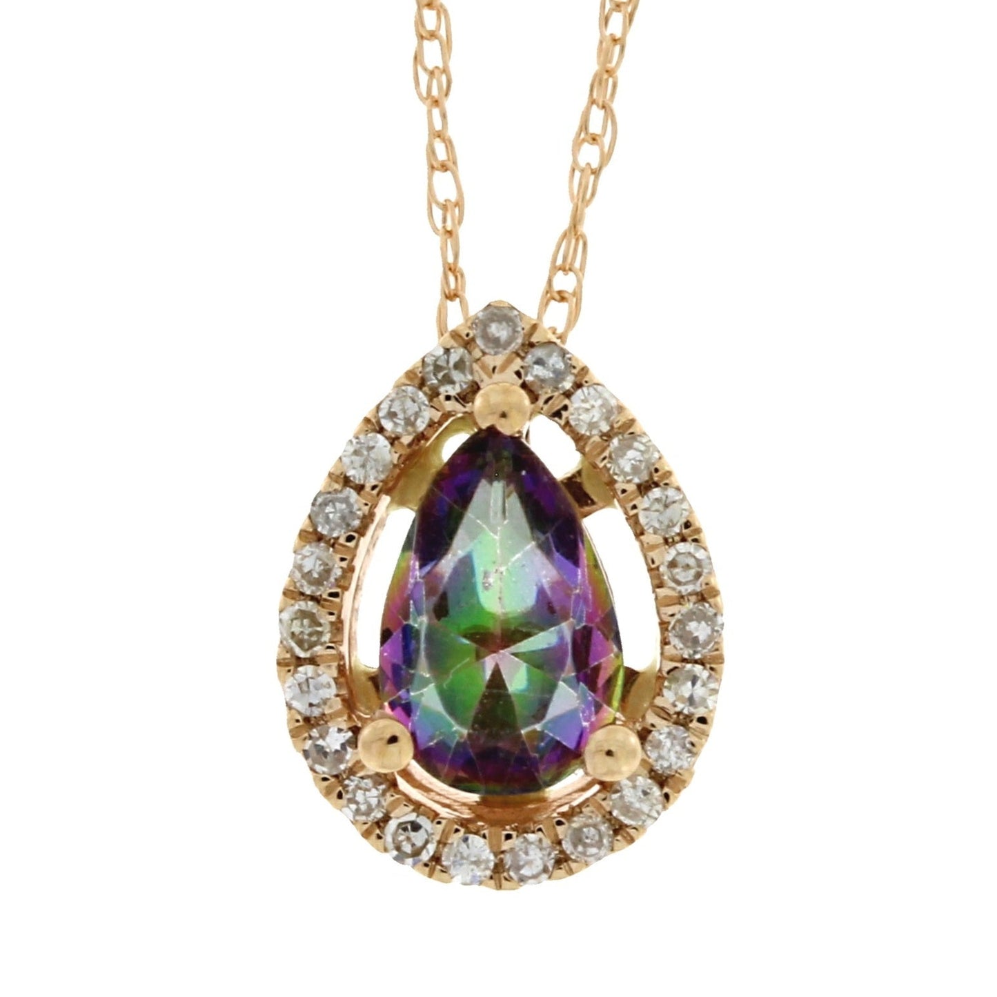 Colgantes de moda de topacio tratado y diamante, oro rosa de 14 K