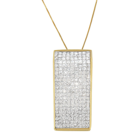 Collar con colgante de oro amarillo de 14 quilates con diamantes talla princesa (2 5/8 cttw, color H-I, claridad SI2-I1)