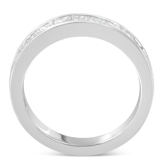 Anillo de banda de oro blanco de 18 quilates con diamantes talla princesa para mujer (1 quilate total, color G-H, claridad SI1-SI2) - Talla 6