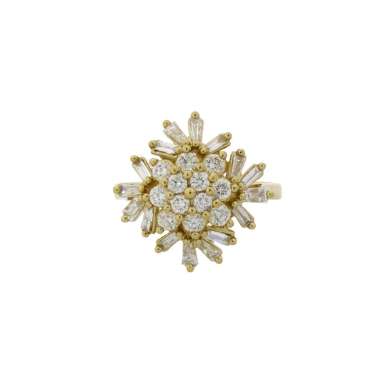 Anillo de diamantes de 1.00 qt, oro amarillo de 10 kt