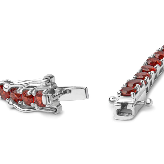 Pulsera de tenis de granate naranja creada de plata de ley .925 de 10.0 Cttw - 7.25"