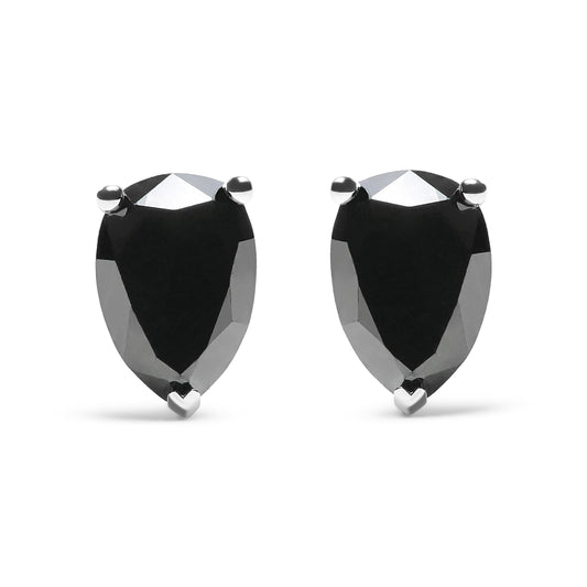 Pendientes de oro blanco de 14 quilates con diamantes negros talla pera de 2,00 quilates (peso total)