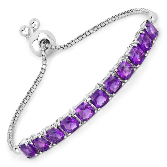 Pulsera de plata de ley .925 con amatista genuina de 6.05 quilates