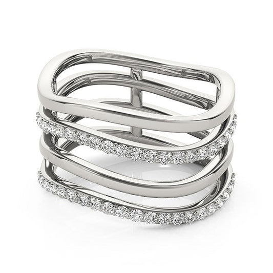 Anillo de oro blanco de 14k con diseño de bandas múltiples y diamantes (3/8 ct. p.a.)