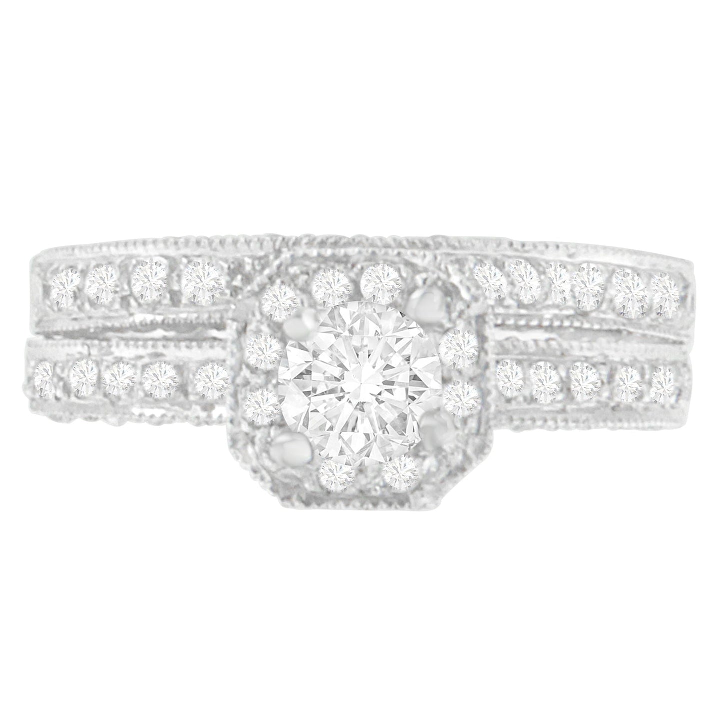 Anillo de oro blanco de 14 quilates con diamante de talla redonda de 1 ct. TDW (G-H, I1-I2)