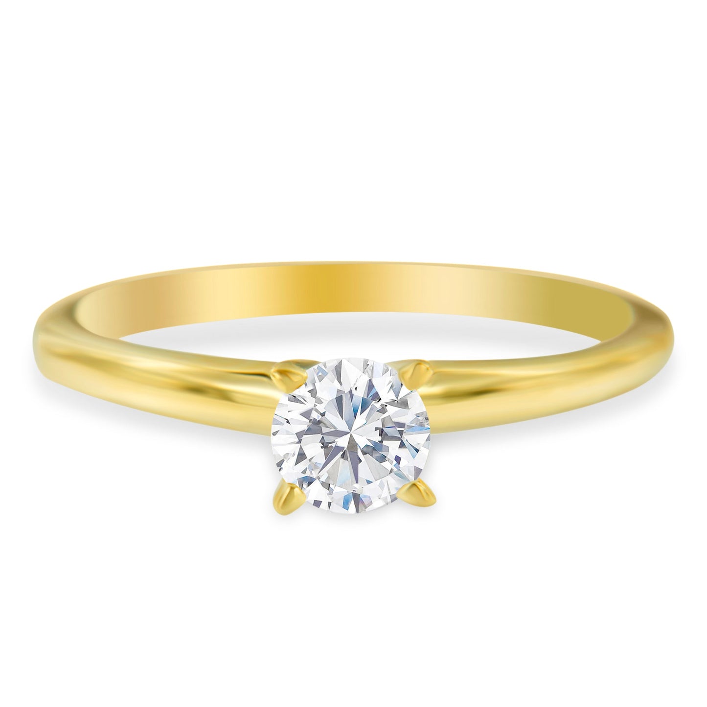 Anillo de compromiso con solitario de diamante de 0,50 cts. en oro amarillo de 14K certificado por GIA (color H, claridad SI1) - Talla 6