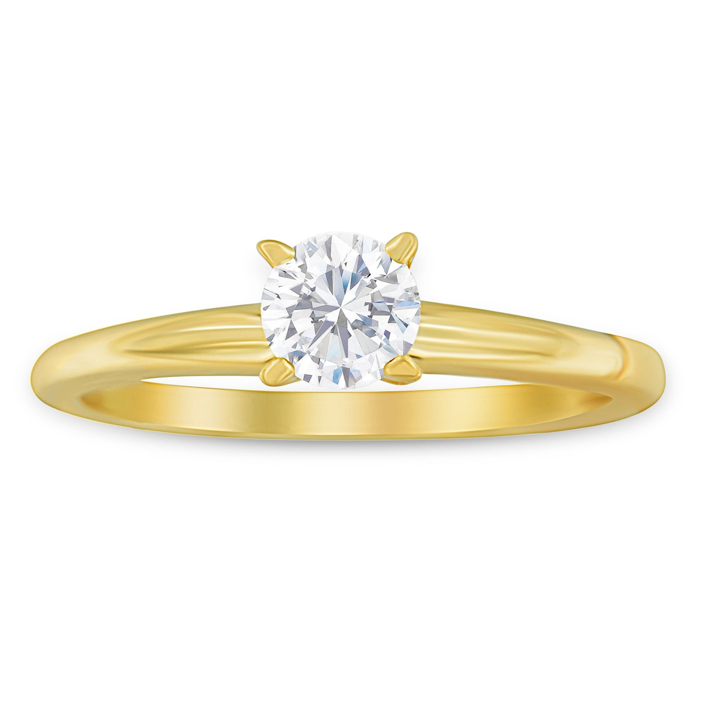 Anillo de compromiso con solitario de diamante de 0,50 cts. en oro amarillo de 14K certificado por GIA (color H, claridad SI1) - Talla 6
