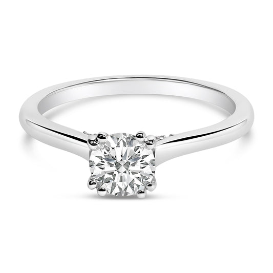 Anillo de compromiso estilo catedral con diamante solitario cultivado en laboratorio de oro blanco de 14K y 7/8 quilates (color F-G, claridad VS1-VS2) - Talla 5