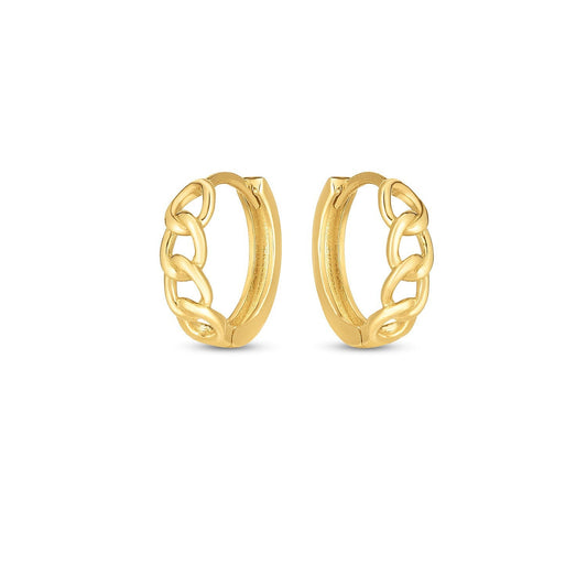 14k Yellow Gold Curb Huggie Hoop - view 2
