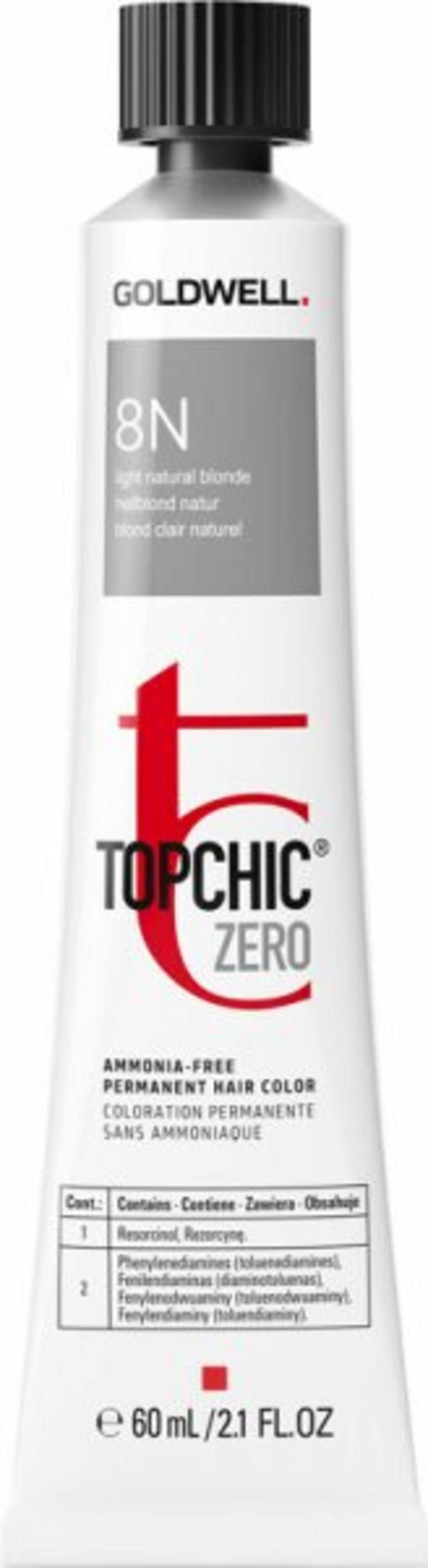 Goldwell, TopChic Zero, Ammonia-Free, Permanent Hair Dye, 8N Light Blonde, 60 ml