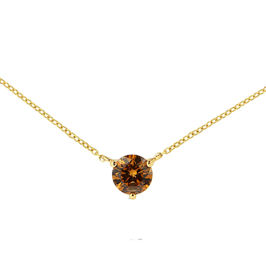 Collar con colgante solitario de oro amarillo de 14 quilates y 0,50 quilates de diamante amarillo cultivado en laboratorio engarzado en forma de martini, 45 cm (color amarillo, claridad VS2-SI1)