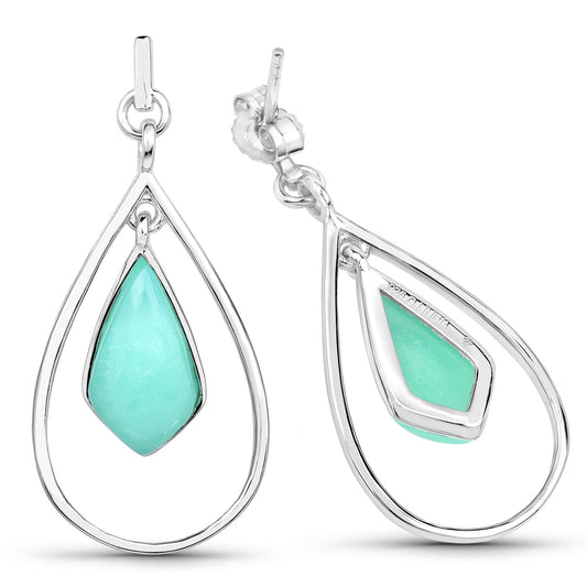 8.80 Carat Genuine Crysopharse .925 Sterling Silver Earrings - view 2