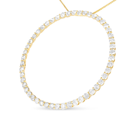 Collar con colgante de aro de círculo de diamantes de 4 quilates en plata de ley .925 chapado en oro amarillo de 10K y 4 Cttw de 18" (Color J-K, Claridad I1-I2)