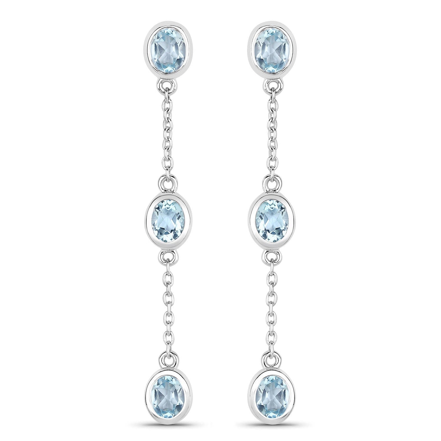 2.16 Carat Genuine Blue Topaz .925 Sterling Silver Earrings