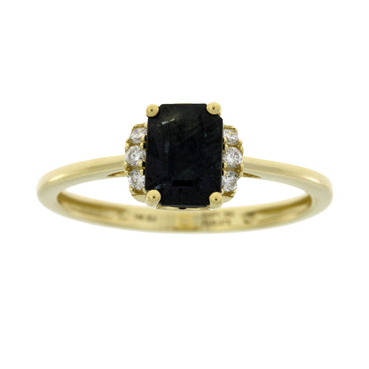 Anillo de zafiro y diamante de 1,38 qt en oro amarillo de 14 K