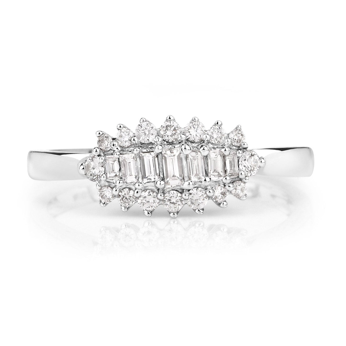 Anillo de oro blanco de 14 quilates con diamante blanco auténtico de 0,37 quilates (color E-F, claridad VS-SI)
