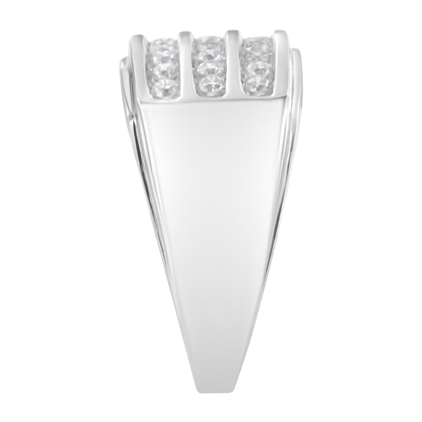 Anillo de banda de oro blanco de 14 quilates con diamantes engastados (1 ct. peso total, color H-I, claridad SI2-I1)