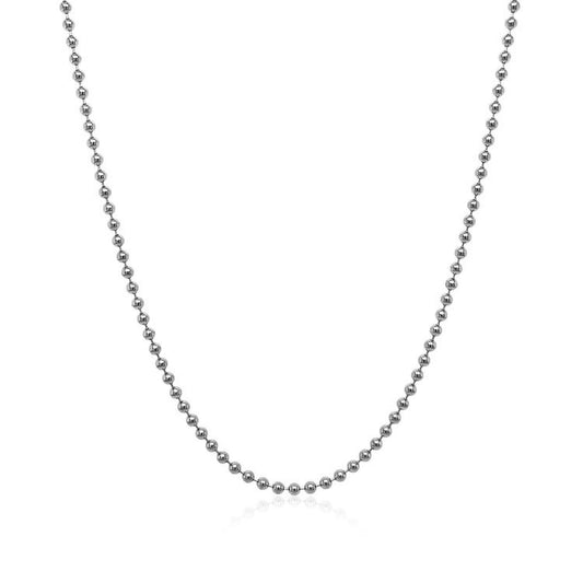 Cadena de cuentas de oro blanco de 14k de 1,5 mm