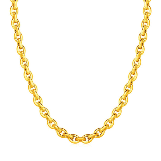 Collar de eslabones ovalados pulidos de oro amarillo de 14k
