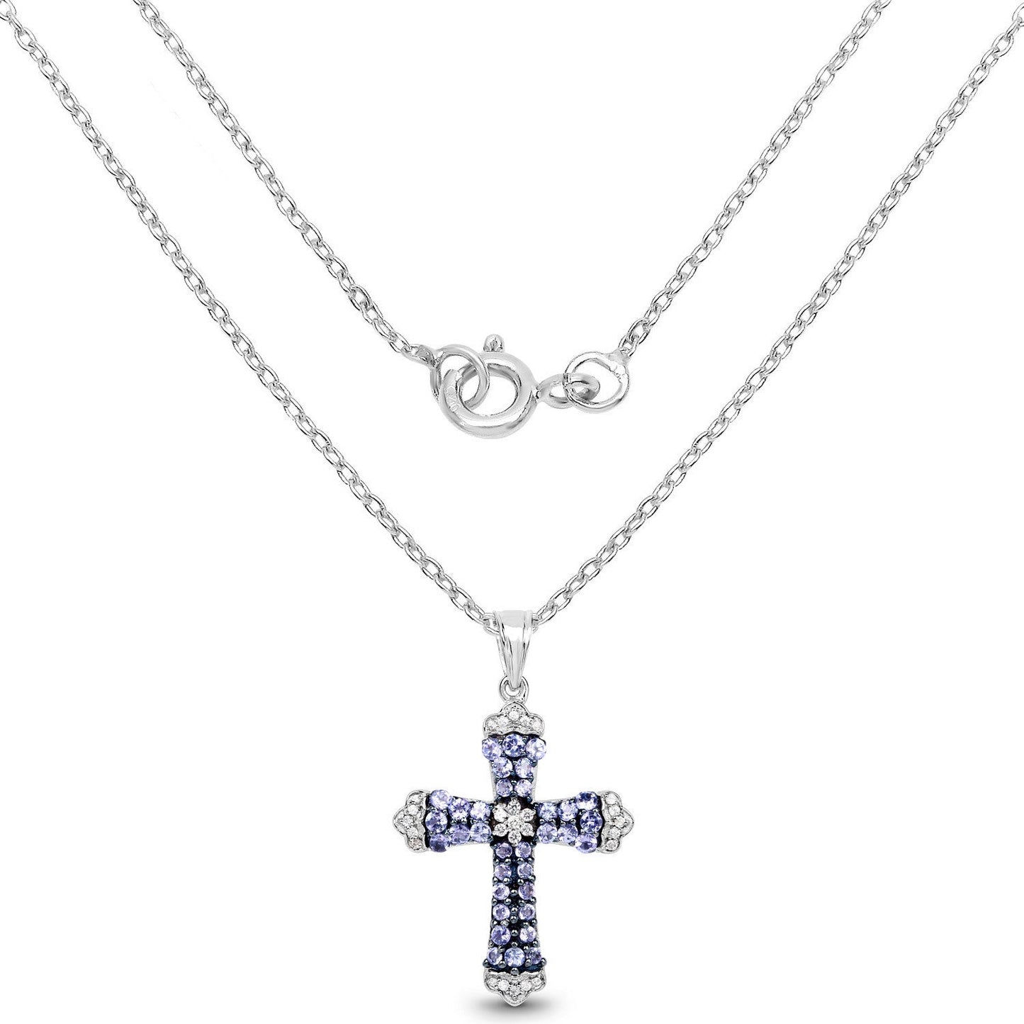 Colgante de plata de ley .925 con tanzanita genuina de 1,84 quilates y circonia blanca