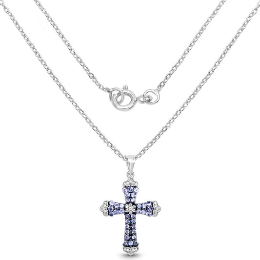 Colgante de plata de ley .925 con tanzanita genuina de 1,84 quilates y circonia blanca