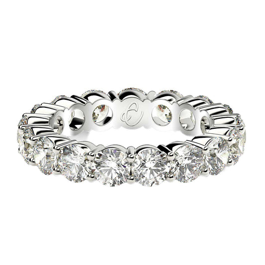 Anillo de Eternidad con Diamantes Redondos Cultivados en Laboratorio de Oro Blanco de 14k (3 quilates, FG/VS2)