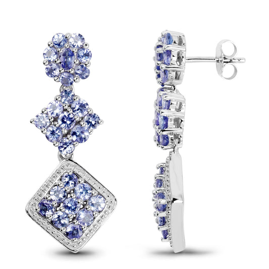 4.92 Carat Genuine Tanzanite .925 Sterling Silver Earrings - view 2