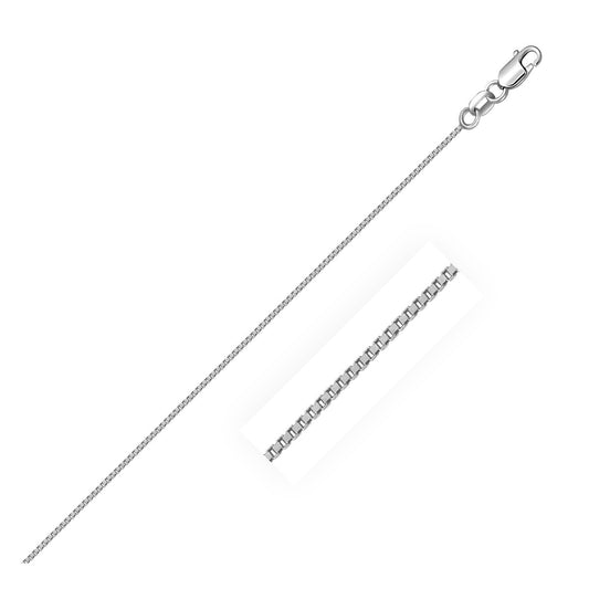 Cadena clásica de caja de oro blanco de 14k de 0.7mm