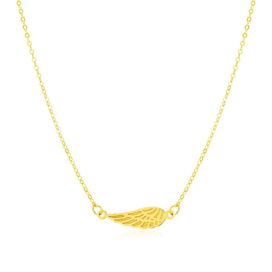 Collar de ala de ángel de oro amarillo de 14K