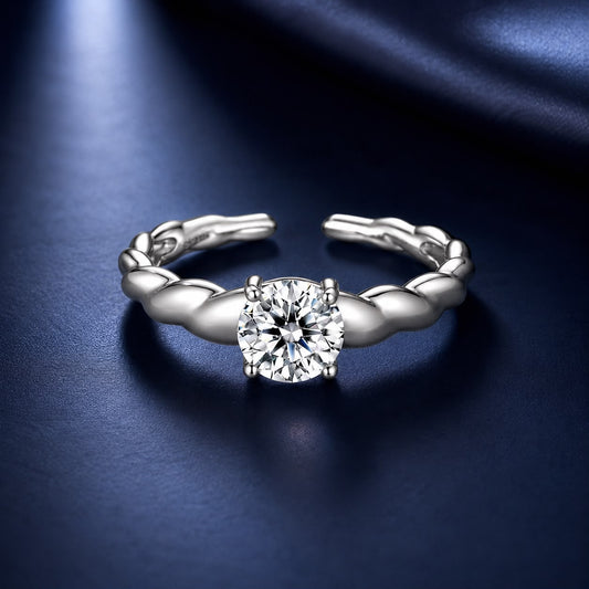 925 Sterling Silver Moissanite 0.65 Carat Ring for Women Size E
