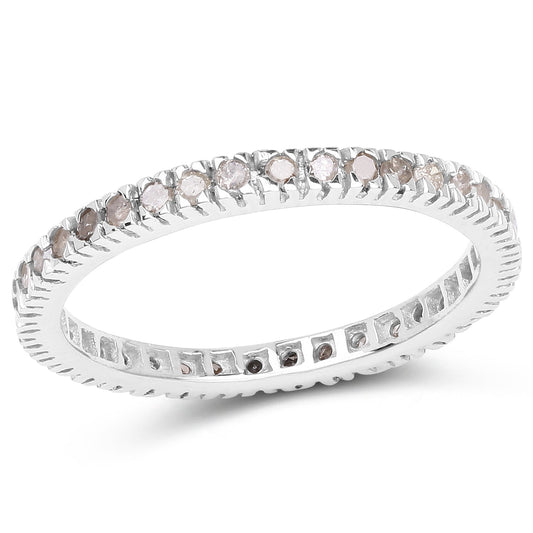 Anillo de Plata Fina .925 con Diamante Champaña Genuino de 0.57 Quilates