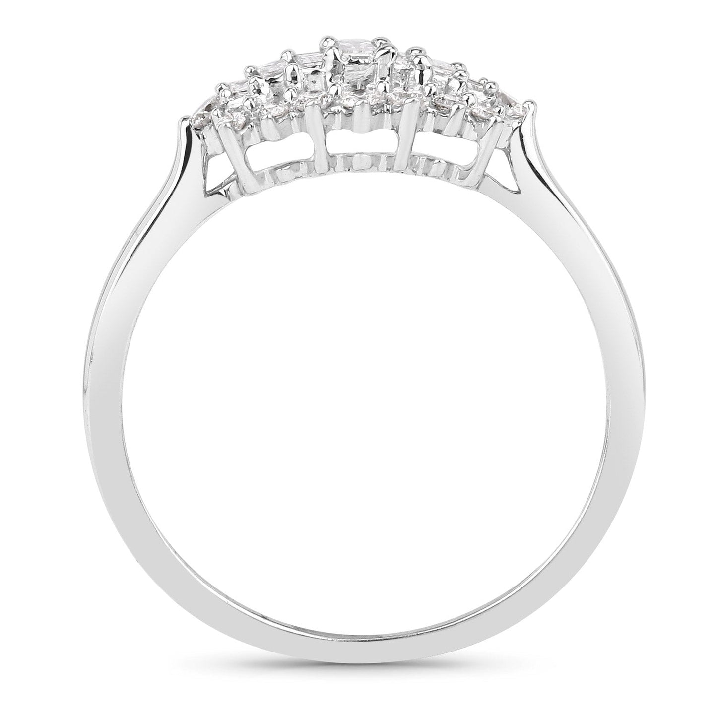 Anillo de oro blanco de 14 quilates con diamante blanco auténtico de 0,37 quilates (color E-F, claridad VS-SI)