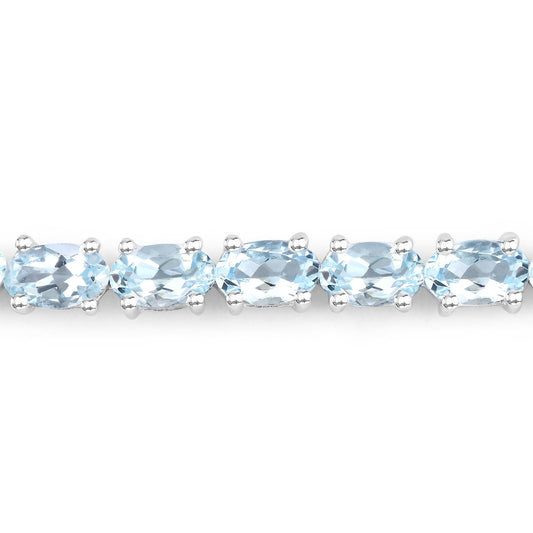 Brazalete de plata de ley .925 con aguamarina genuina de 2,20 quilates