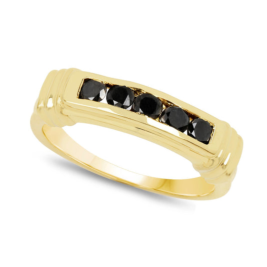 Anillo de Plata de Ley .925 con Diamante Negro Genuino de 0,50 Quilates
