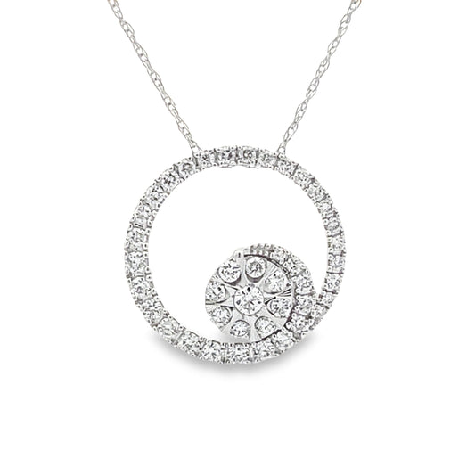 Colgante de oro blanco de 14kt "Círculo de amor" con diamante de 0,50 qt