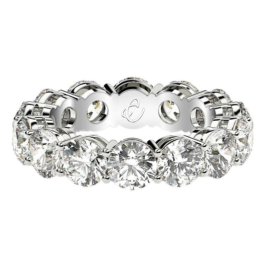 Anillo de eternidad de diamantes redondos cultivados en laboratorio de oro blanco de 14k (6 quilates peso total FG/VS2)