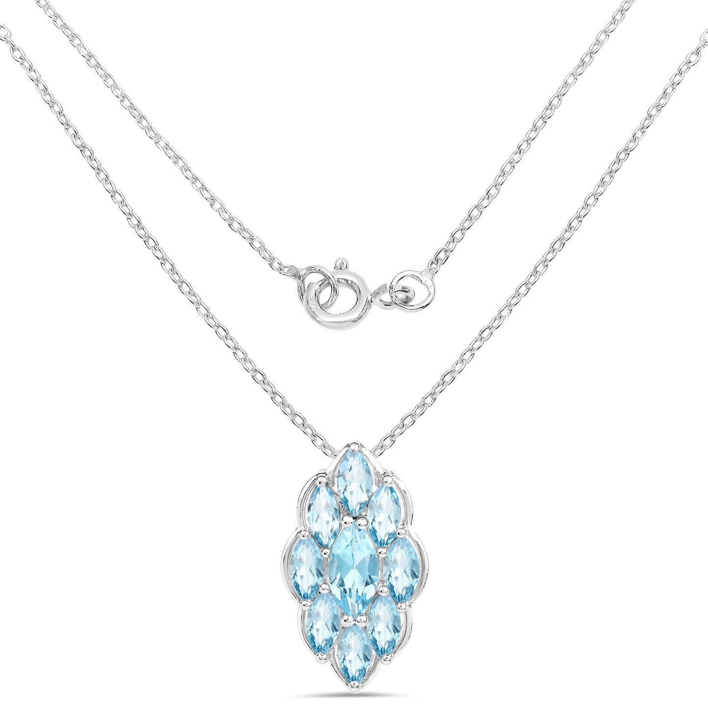 4.77 Carat Genuine Swiss Blue Topaz .925 Sterling Silver Pendant