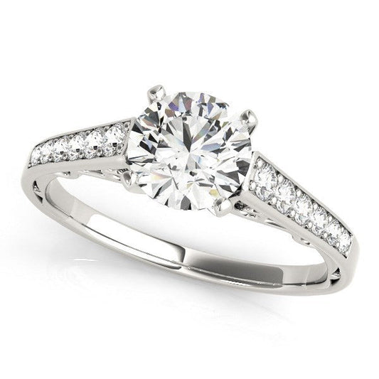 Anillo de Compromiso con Diamantes en Diseño Catedral de Oro Blanco de 14k (1 1/4 TCW)