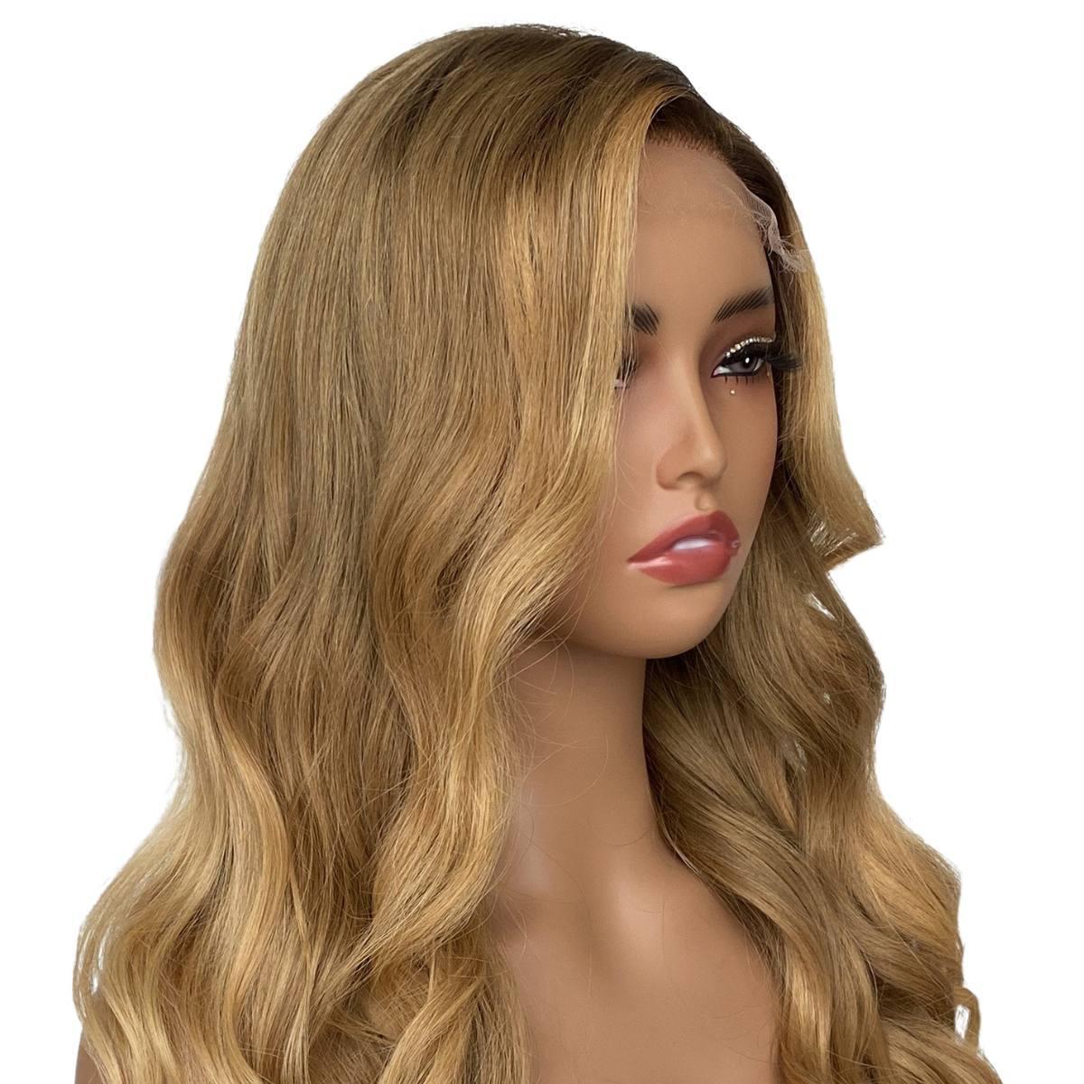 Honey Blonde Ombre Wavy 5x5 HD Lace 100% Human Hair Closure Wig Luxegan