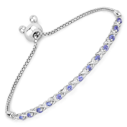Pulsera de plata de ley .925 con tanzanita genuina de 0,91 quilates