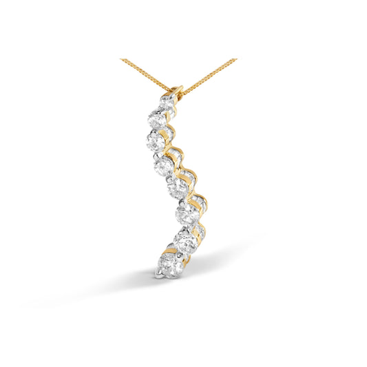 Collar con colgante Journey de oro amarillo de 14k de 3.0 quilates total de diamante talla baguette y brillante redondo AGS certificado, 18 pulgadas (Color G-H, Claridad I1-I2)