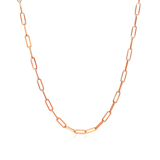 Cadena de eslabones ovalados delicada de oro rosa de 14K (2.1mm)